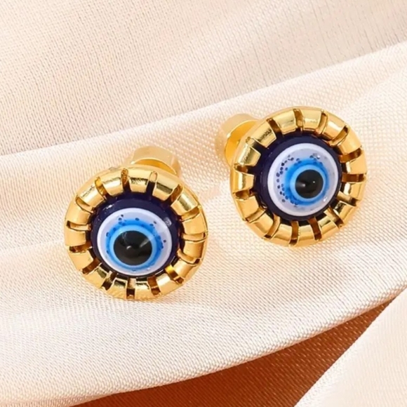 Unbranded Jewelry - Evil Eye Studs Goldtone Hypoallergenic Earrings NWOT